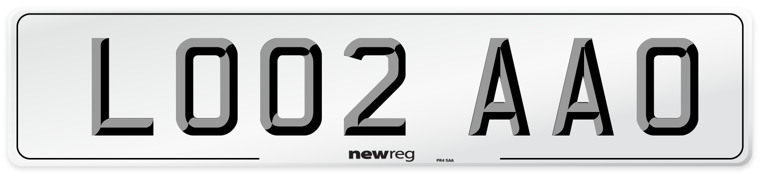 LO02 AAO Number Plate from New Reg